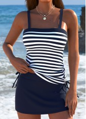 Mid Waisted Striped Navy Tankini Set | thumb picture 
