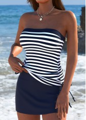 Mid Waisted Striped Navy Tankini Set | thumb picture 