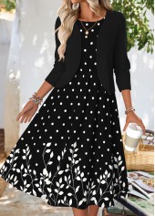 Black Tummy Coverage Floral Print Dress and Cardigan | thumb picture 