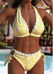 Low Waisted Floral Print Yellow Bikini Set | thumb picture 