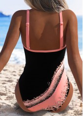 Marble Print Black One Piece Swimwear | thumb picture 