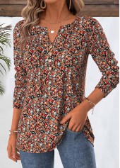 Multi Color Ditsy Floral Print Long Sleeve T Shirt | thumb picture 