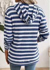 Blue Kangaroo Pocket Striped Long Sleeve Hoodie | thumb picture 