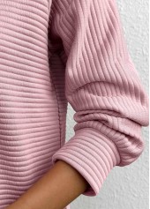 Pink Zipper Long Sleeve Turn Down Collar Sweatshirt | thumb picture 
