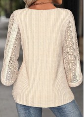 Beige 3/4 Sleeve Round Neck Blouse | thumb picture 