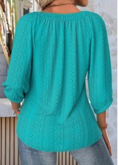 Turquoise Tummy Coverage 3/4 Sleeve Scoop Neck Blouse | thumb picture 