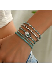 Turquoise Color Alloy Detail Elastic Bracelets