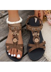 Dark Coffee Color Peep Toe Falt