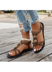 Dark Coffee Color Peep Toe Falt | thumb picture 