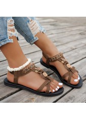 Dark Coffee Color Peep Toe Falt | thumb picture 