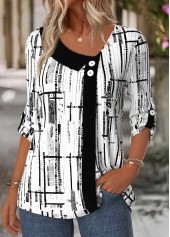 White Geometric Print Shirt | thumb picture 