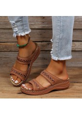 Dark Coffee Peep Toe Low Heel Sliders Slippers