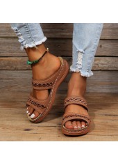 Dark Coffee Peep Toe Low Heel Sliders Slippers | thumb picture 
