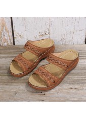 Dark Coffee Peep Toe Low Heel Sliders Slippers | thumb picture 