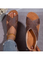 Dark Coffee Peep Toe Low Heel Sandals | thumb picture 