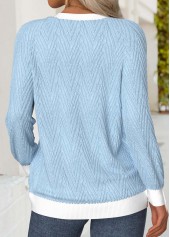Light Blue Tummy Coverage Long Sleeve Round Neck Sweatshirt | thumb picture 