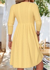 Light Yellow Long Sleeve V Neck Dress | thumb picture 