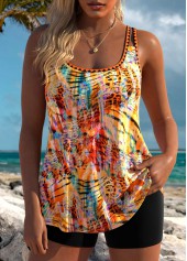 Animal Print Orange Scoop Neck Tankini Top-No Bottom | picture 1
