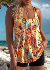 Animal Print Orange Scoop Neck Tankini Top-No Bottom | picture 3