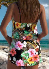 Floral Print Black One Piece Swimdress | thumb picture 