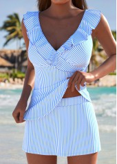 High Waisted Striped Blue Tankini Set | thumb picture 