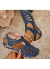 Blue Closed Toe Low Heel Sandals