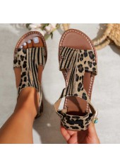 Dark Coffee Leopard Round Toe Falt