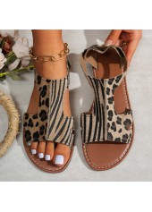 Dark Coffee Leopard Round Toe Falt | thumb picture 