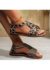 Dark Coffee Leopard Round Toe Falt | thumb picture 