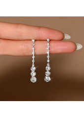 Silver Color Rhinestones Copper Material Earrings | thumb picture 