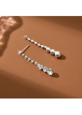 Silver Color Rhinestones Copper Material Earrings | thumb picture 