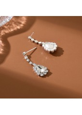 Silver Color Rhinestone Copper Detail Earrings | thumb picture 