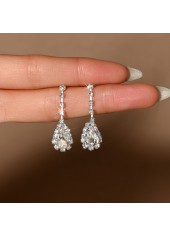 Silver Color Rhinestone Copper Detail Earrings | thumb picture 