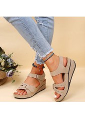 Light Camel Faux Leather Peep Toe Falt | thumb picture 