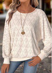 Beige Tummy Coverage Long Sleeve Round Neck T Shirt