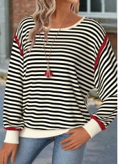 Beige Tummy Coverage Striped Long Sleeve T Shirt | thumb picture 