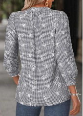 Black Tummy Coverage Plaid Long Sleeve V Neck Blouse | thumb picture 