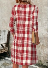 Red Tummy Coverage Plaid Short Long Sleeve Dress | thumb picture 