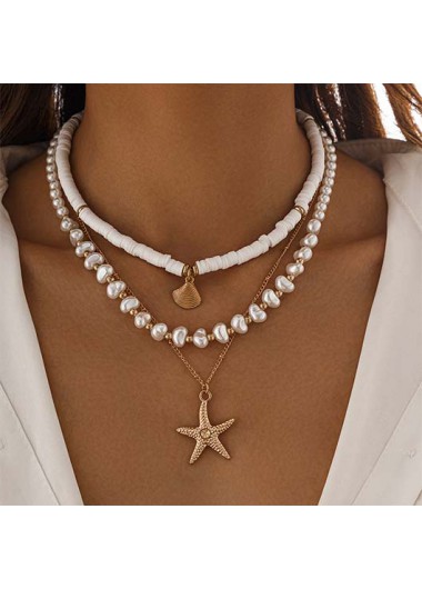 women clothes image of White Color Shell Alloy Detail Necklace