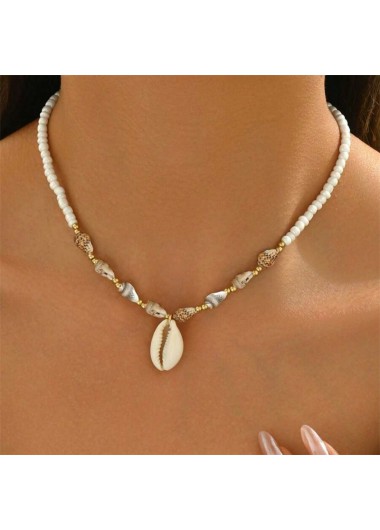 women clothes image of White Color Shell Alloy Detail Necklace