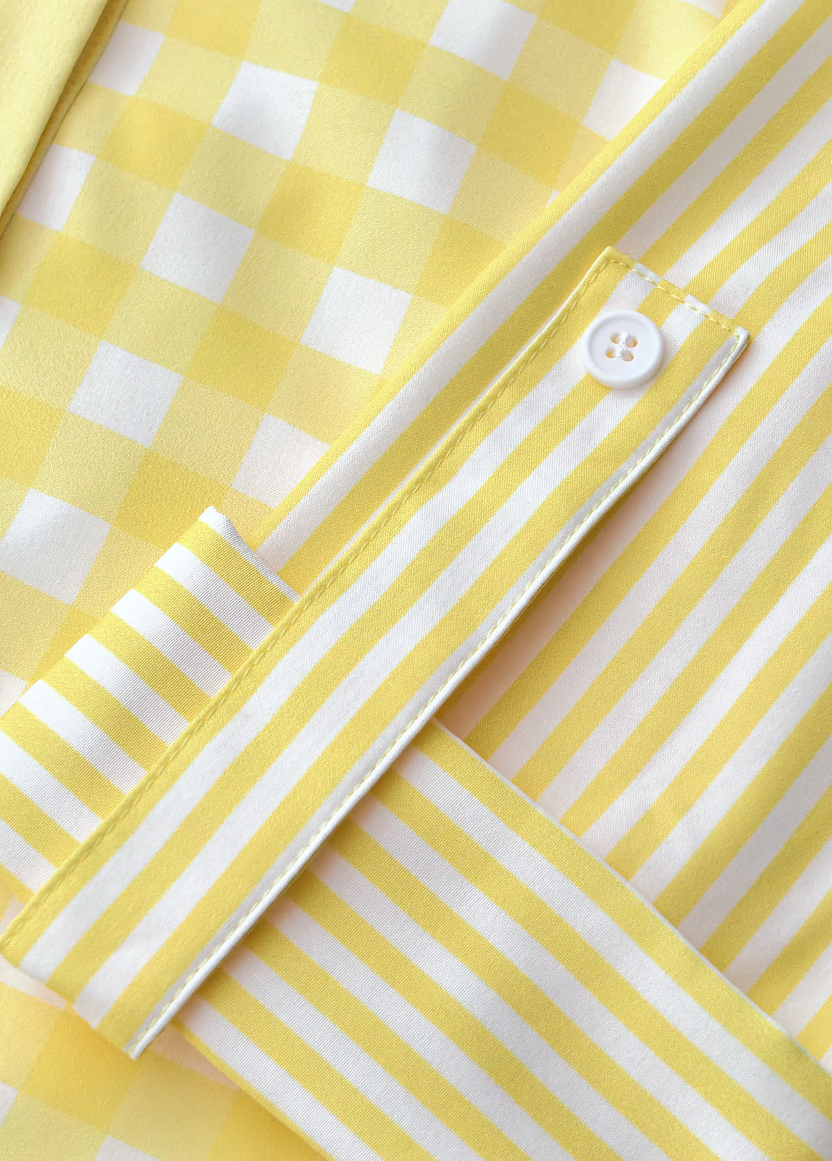Light Yellow Patchwork Striped Long Sleeve Shirt | picture 