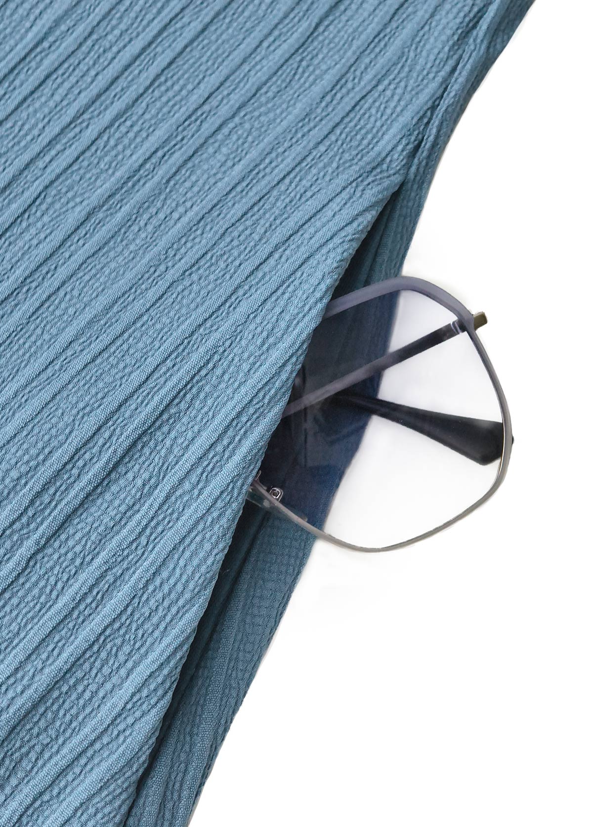 Dusty Blue Fake 2in1 Floral Print A Line Dress | picture 