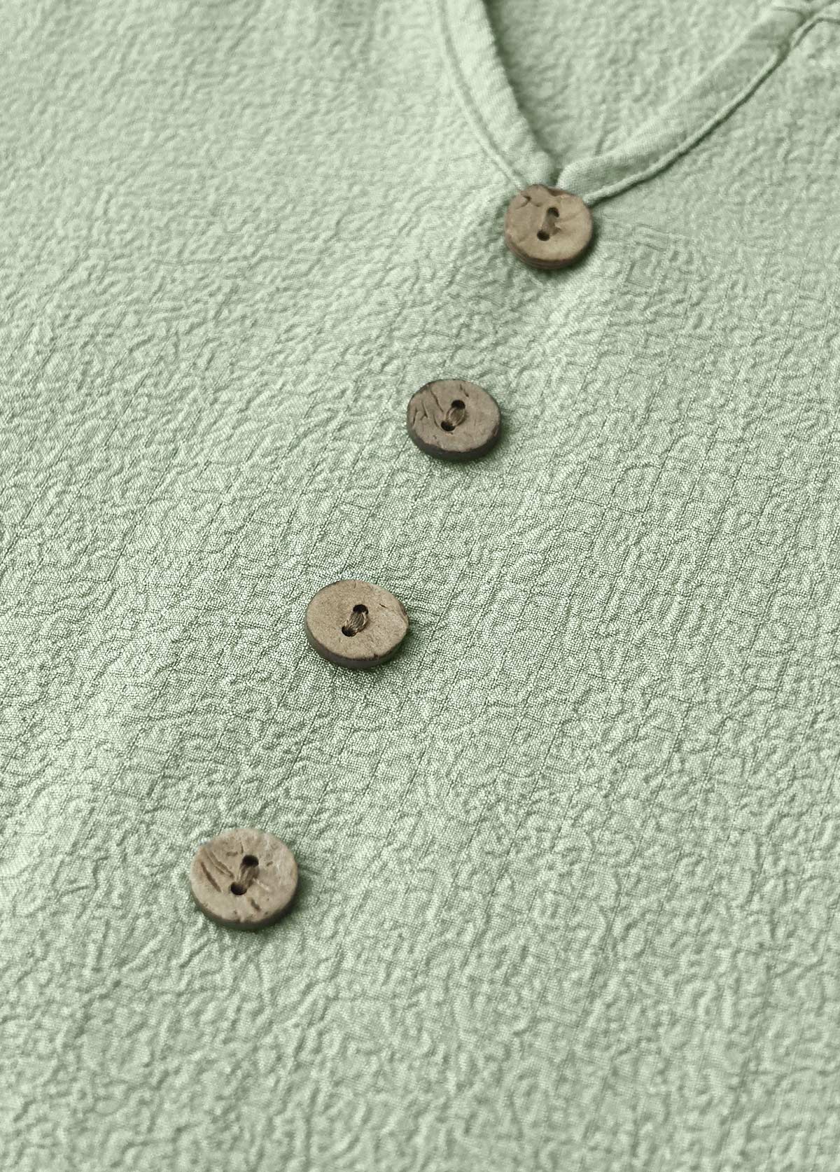 Sage Green Button A Line Half Sleeve Dress | picture 