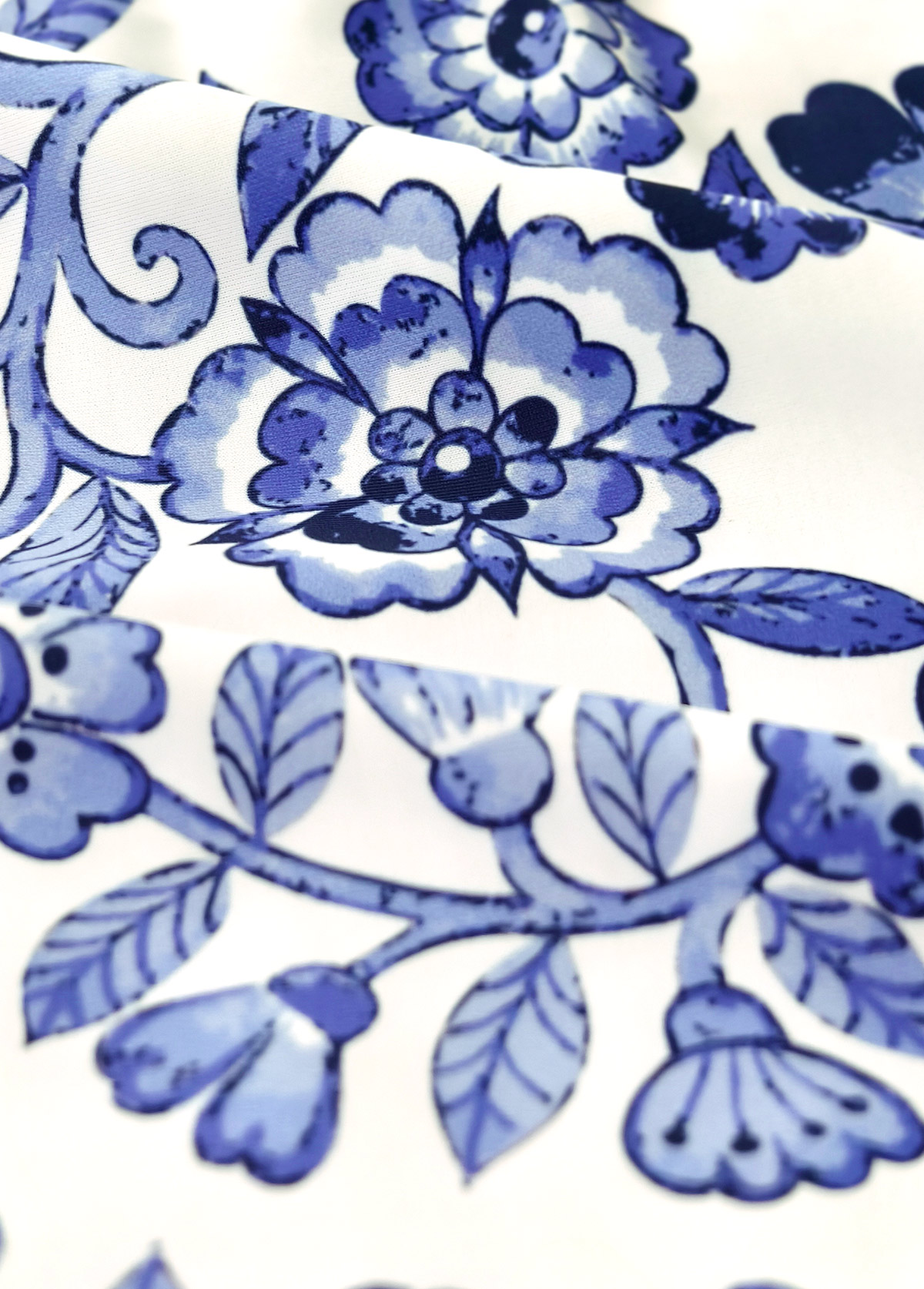 Ruched Random Floral Print Blue Tankini Set | picture 