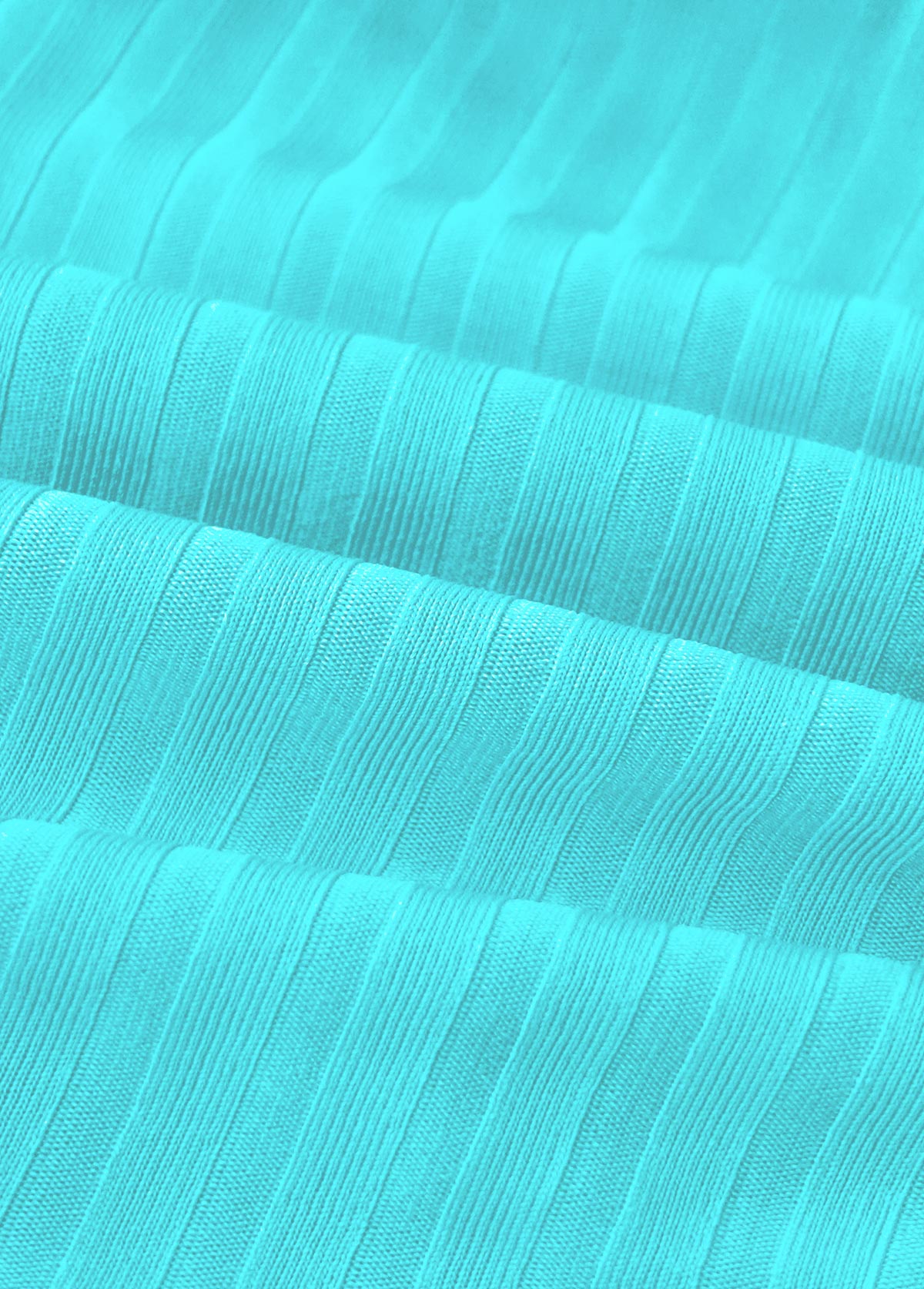 Contrast Binding Mid Waisted Striped Cyan Tankini Set | picture 