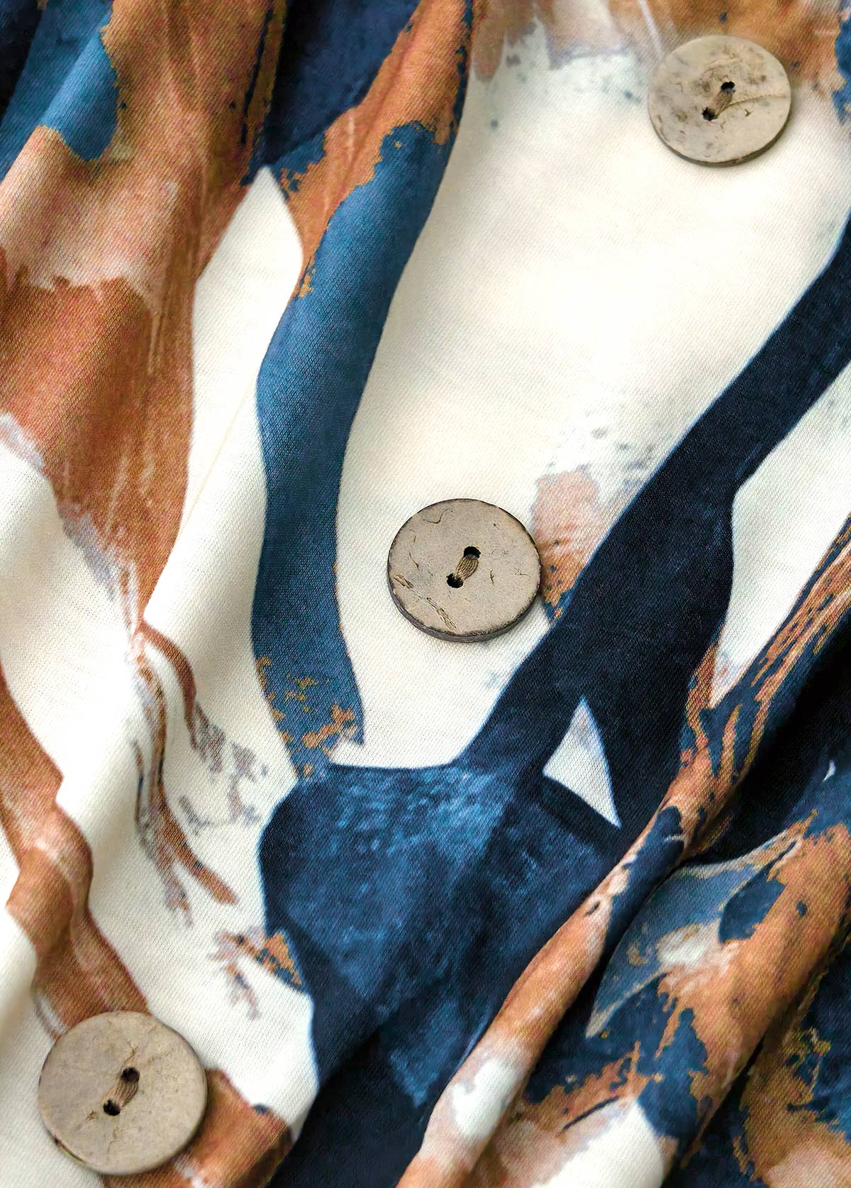 White Button Geometric Print Short Sleeveless V Neck Dress | picture 