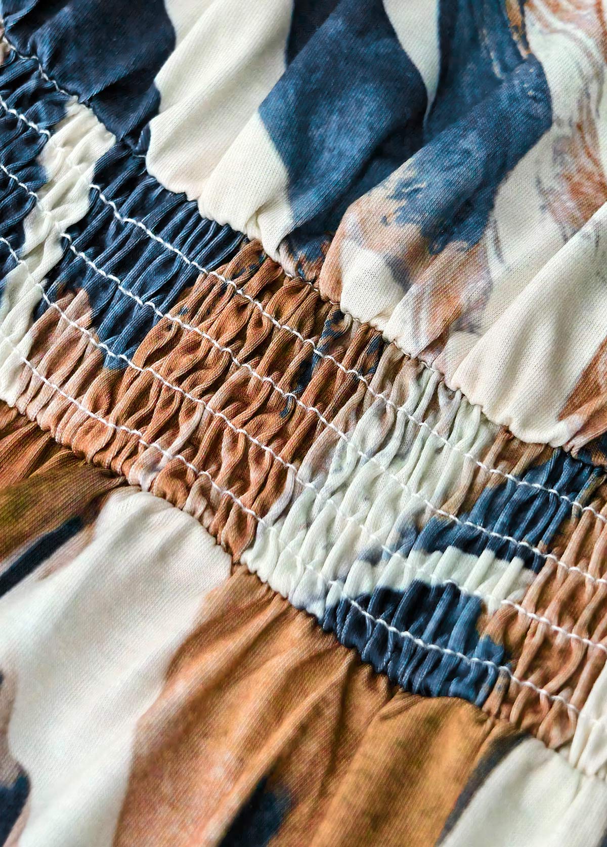 White Button Geometric Print Short Sleeveless V Neck Dress | picture 