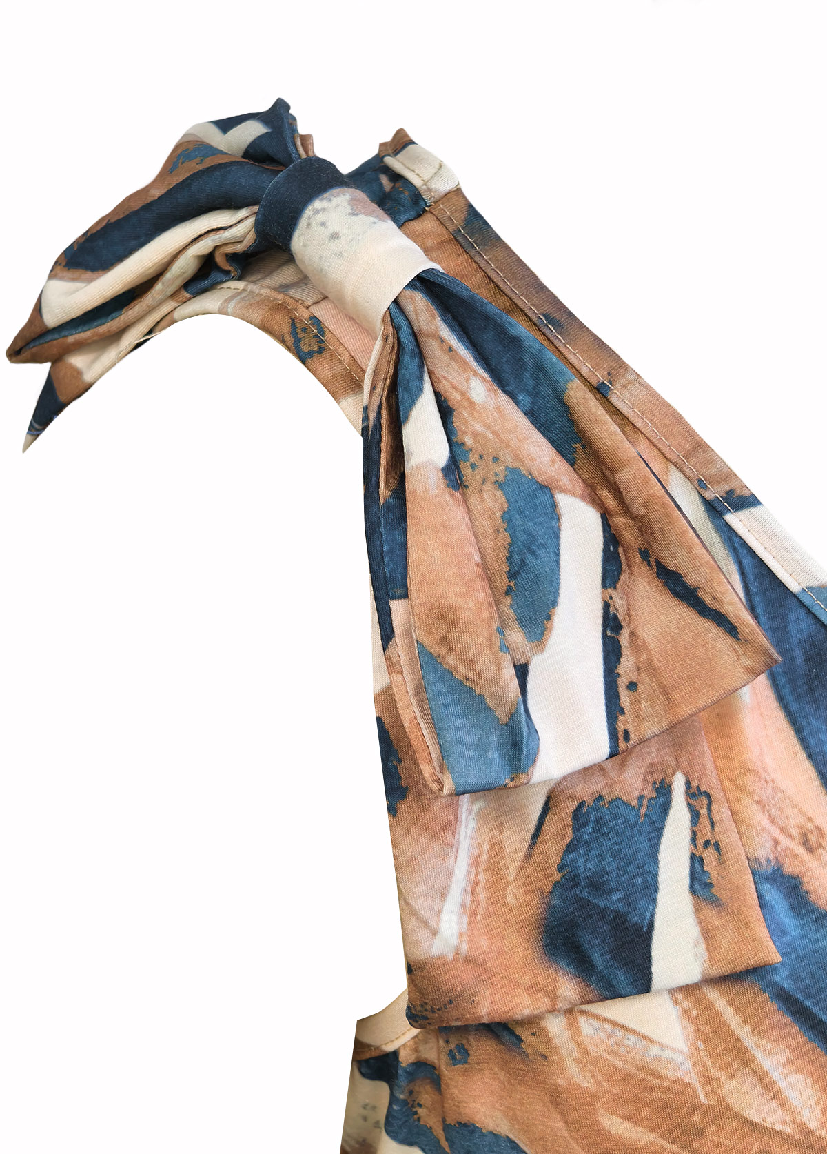 White Button Geometric Print Short Sleeveless V Neck Dress | picture 