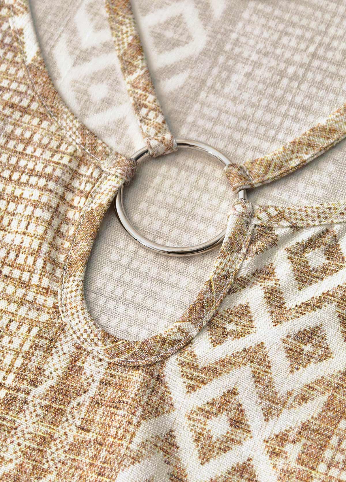 Light Camel Geometric Print Dress | picture 