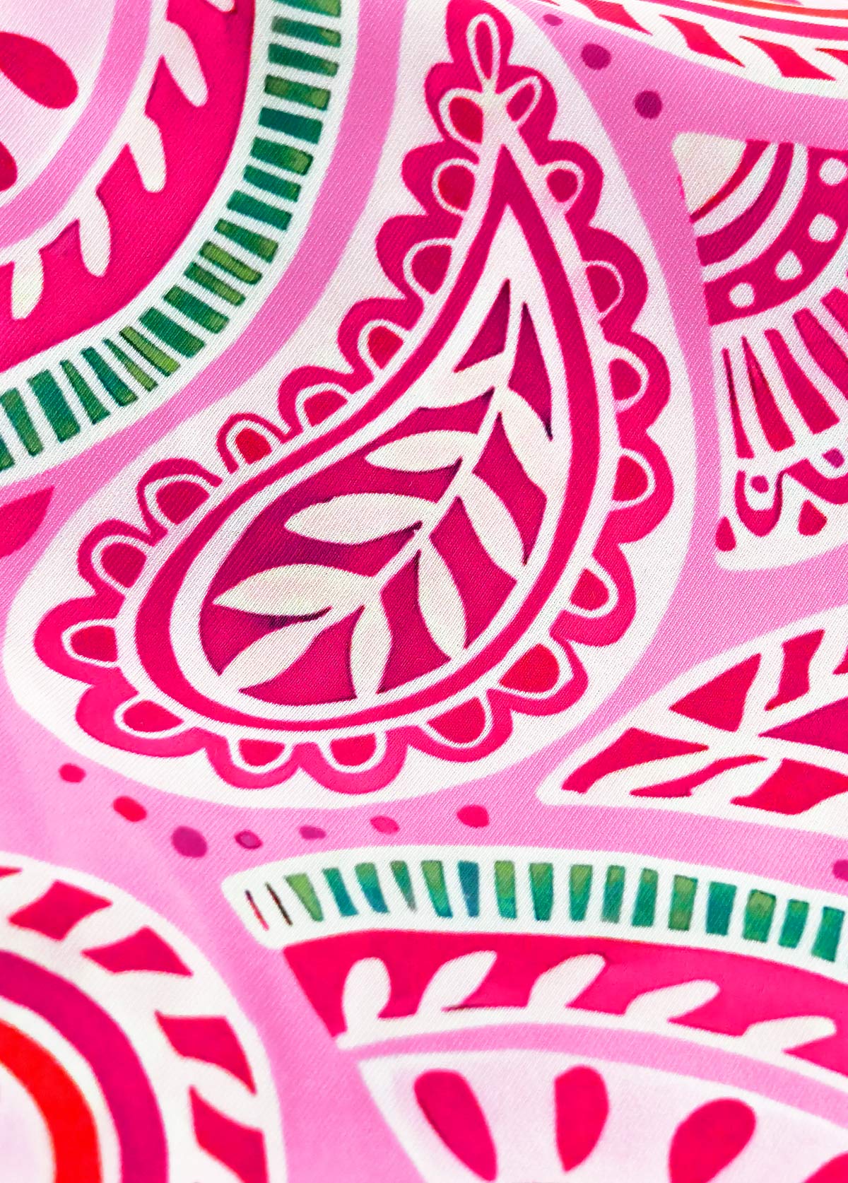 Ruched Mid Waisted Paisley Print Pink Tankini Set | picture 